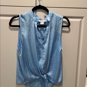 abbeline Light Blue Sleeveless Tie-Front Blouse large 🆕